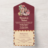 Boho Floral Western Wedding All In One Einladung (Innen Boden)