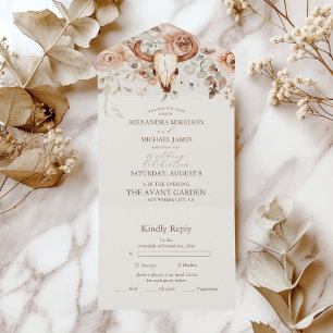 Boho Floral Western Wedding All In One Einladung