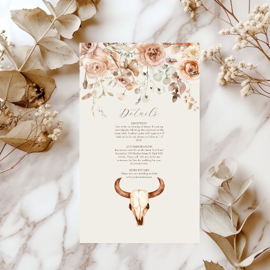Boho Floral Western Wedding Begleitkarte