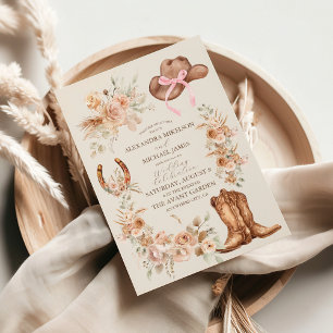 Boho Floral Western Wedding Einladung