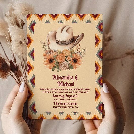 Boho Floral Western Wedding Einladung