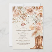Boho Floral Western Wedding Einladung (Vorderseite)