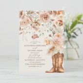 Boho Floral Western Wedding Einladung (Stehend Vorderseite)