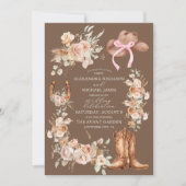 Boho Floral Western Wedding Einladung (Vorderseite)