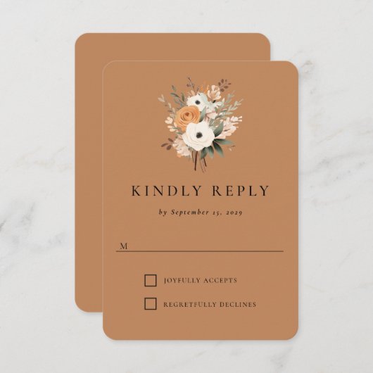 Boho Floral Western Wedding Response Card RSVP Karte (Vorne/Hinten)