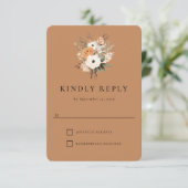 Boho Floral Western Wedding Response Card RSVP Karte (Stehend Vorderseite)