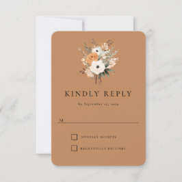Boho Floral Western Wedding Response Card RSVP Karte