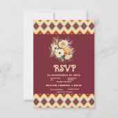 Boho Floral Western Wedding RSVP Karte (Vorderseite)