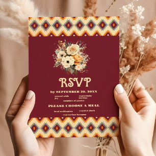 Boho Floral Western Wedding RSVP Karte