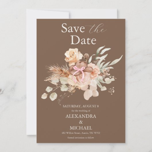 Boho Floral Western Wedding Save The Date (Vorderseite)