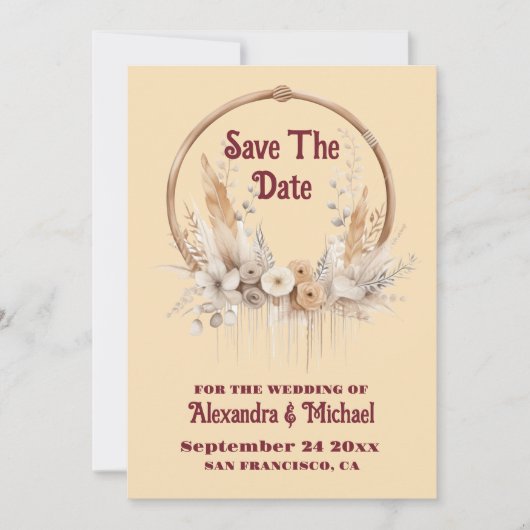 Boho Floral Western Wedding Save The Date (Vorderseite)
