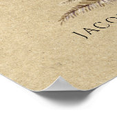 Boho Floral White Orchid Pampas Grass Wedding Poster (Ecke)