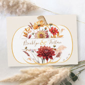 Boho Floral White Pumpkin Hochzeit im Herbst Ivory Save The Date