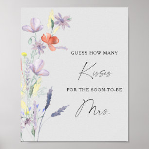 Boho Floral wie viele Küsse Brautparty Poster