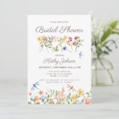 Boho Floral Wildblume Bridal Dusche Einladung (Stehend Vorderseite)