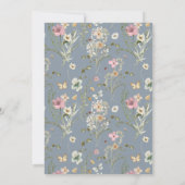 Boho Floral Wildblume Dusty Blue Brautparty Einladung (Rückseite)