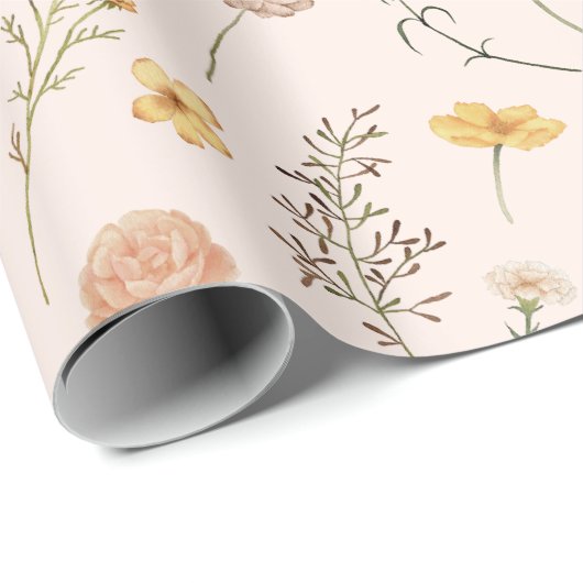 Boho Floral Wildblume Geschenkpapier (Rolleneckpunkt)