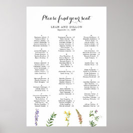 Boho Floral Wildblume Hochzeitsdiagramm Poster