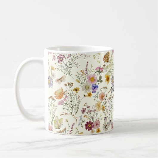 Boho Floral Wildblume Kaffeetasse (Links)