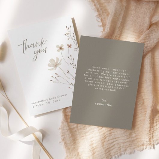 Boho Floral Wildblume Kinderdusche Danke Karte