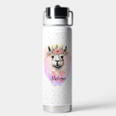Boho Floral Wildblume Llama Hübsch Pink Animal Trinkflasche (Hinten)