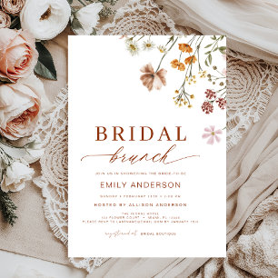 Boho Floral Wildblume Terracotta Bridal Brunch Einladung