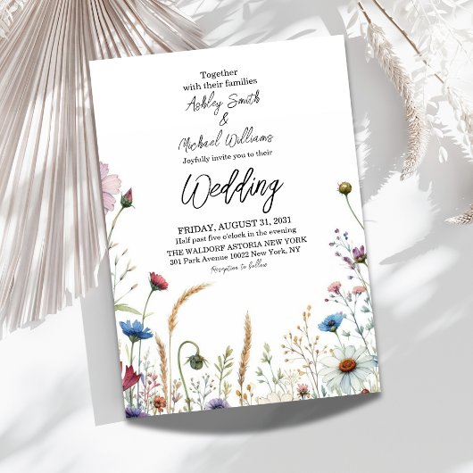 Boho Floral Wildblume Wedding Einladung