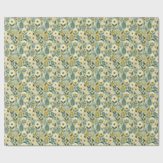 Boho Floral Wildblumen Blume Blue Geschenkpapier (Flach)