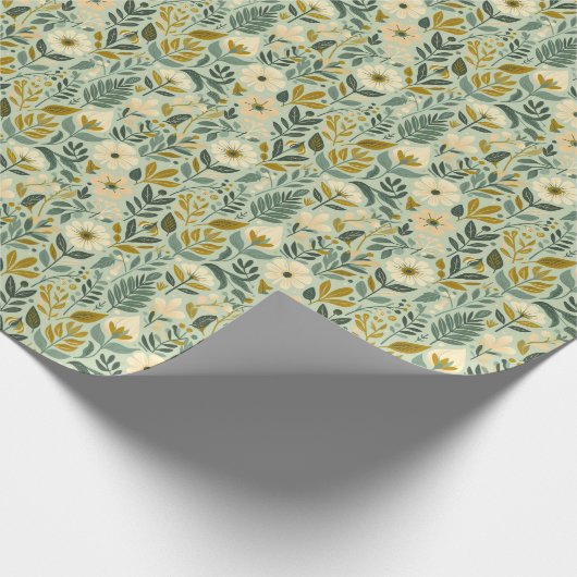 Boho Floral Wildblumen Blume Blue Geschenkpapier (Ecke)