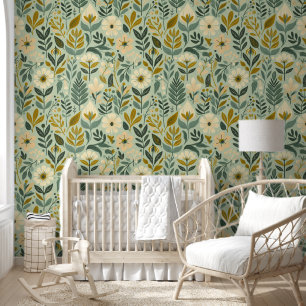 Boho Floral Wildblumen Blume Blue Tapete