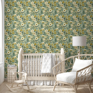 Boho Floral Wildblumen Blume Blue Tapete