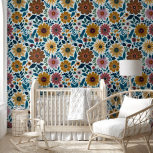 Boho Floral Wildblumen Blume Kinderzimmer Tapete