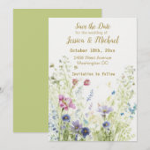 Boho Floral Wildblumen Save the Date Karte (Vorne/Hinten)