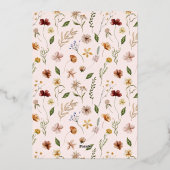 Boho Floral Wildflower Girl Baby Shower Gold Folieneinladung (Rückseite)