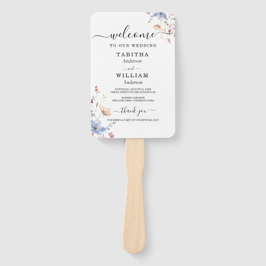 Boho Floral wildflower wedding Invitation Fächer (Vorderseite)