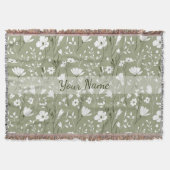 Boho Floral Wildflowers Sage Green Personalized Decke (Vorderseite)