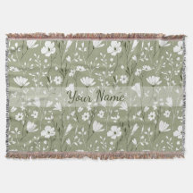 Boho Floral Wildflowers Sage Green Personalized