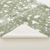 Boho Floral Wildflowers Sage Green Personalized  Sherpadecke (3/4)