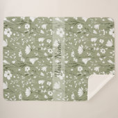 Boho Floral Wildflowers Sage Green Personalized  Sherpadecke (Vorderseite (Horizontal))