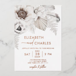 Boho Floral Winter Rustikale Botanische Hochzeit Folieneinladung