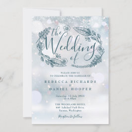 Boho Floral Winter Snowflakes Hochzeit Einladung