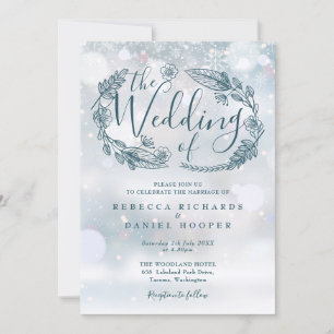 Boho Floral Winter Snowflakes Hochzeit Einladung
