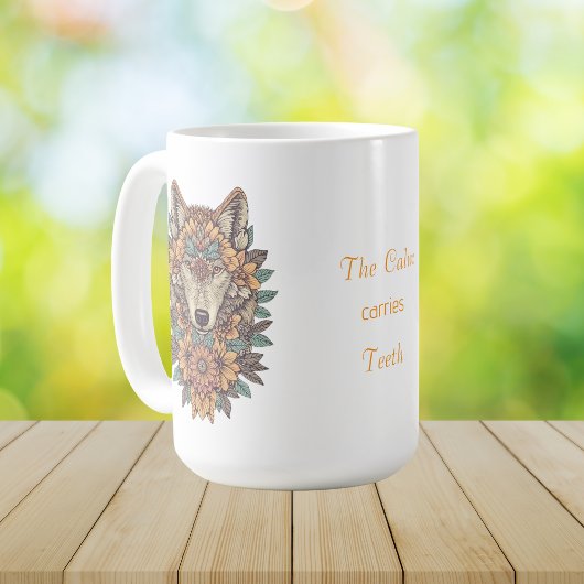 Boho Floral Wolf Psychedelic Art  Kaffeetasse