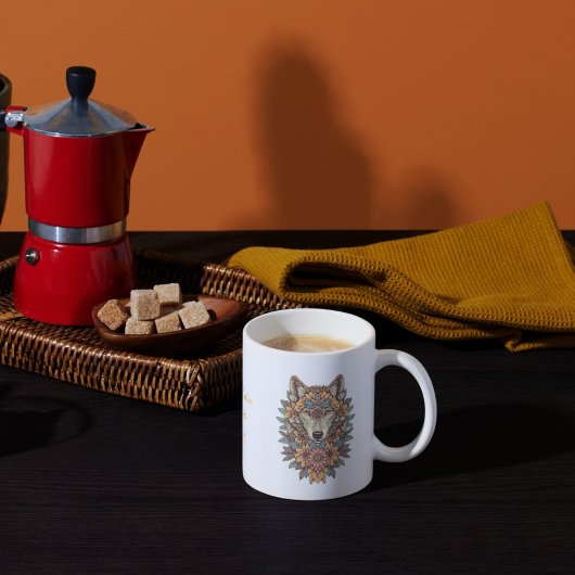 Boho Floral Wolf Psychedelic Art  Kaffeetasse