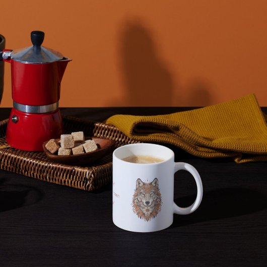 Boho Floral Wolf Psychedelic Art Kaffeetasse