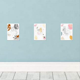 Boho Floral Woman Abstrakt Line Art Bilderwand Sets