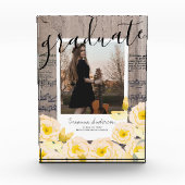 Boho Floral Wood Music Abschluss Foto Block (Vorderseite)