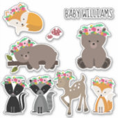 Boho Floral Woodland Animals Baby Aufkleber (Vorderseite)