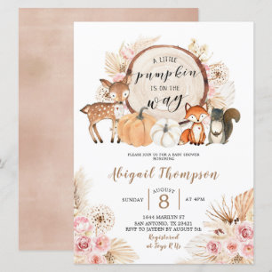 Boho Floral Woodland Pumpkin Baby Shower Einladung