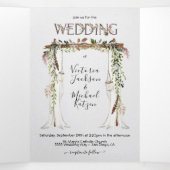 Boho Floral Woodland Wedding Tri-Fold Einladung (Innenseite Mitte)